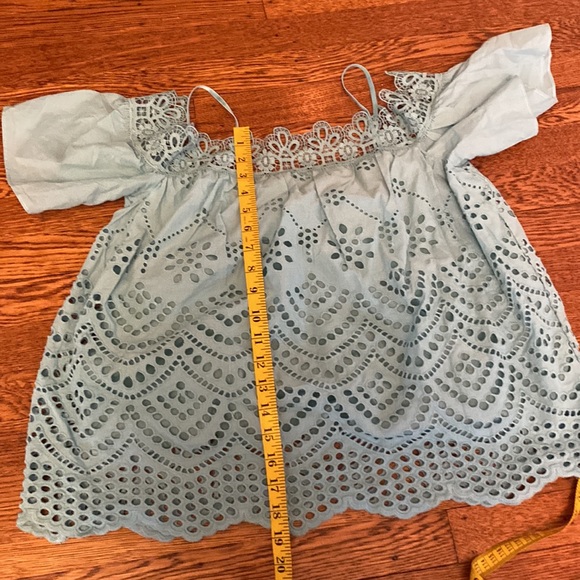 NWOT Venus Sz 6 Blue Lace Detail Off the Shoulder Adjustable Strap Short Sleeve - Picture 8 of 11